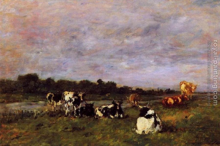 Eugene Boudin : A Pasture on the Banks of the Touques